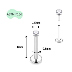 Khuyên Titan mặt đá cơ bản - Chốt nhấn - Có 9 size