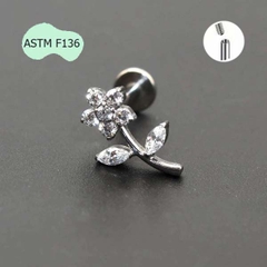 Khuyên tai hình bông hoa xinh xắn - Titanium - 2 màu