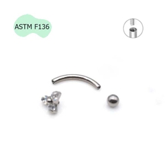 Khuyên Rook bông hoa Titanium - 1.2*8*3mm