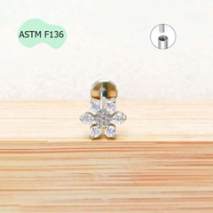 Khuyên Titanium hình bông tuyết đính đá - 1.2*8mm - 2 màu