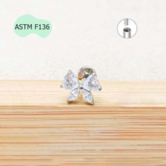 Bông tai Titan hình nơ pha lê - 1.2*8mm - 2 màu