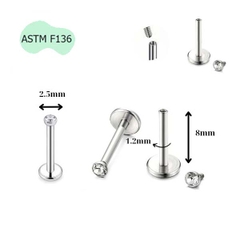 Khuyên cơ bản titanium ren trong - Có 4 size