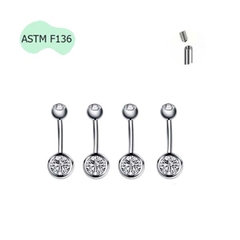 Khuyên rốn titanium đính đá giúp lỗ xỏ mau lành, chuẩn y tế