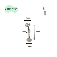 Khuyên rốn nổi Titanium đá trắng - Có 3 size