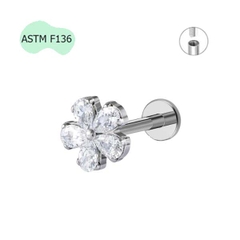 Khuyên tai bông hoa 5 cánh dễ thương Titan F136 - 2 màu