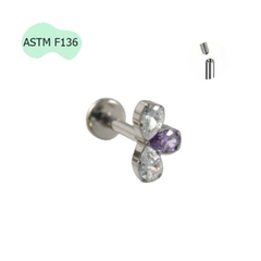 Hoa tai đẹp Titanium F136 có 2 màu - Chốt vặn - 1.2*8mm