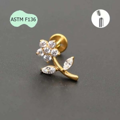 Khuyên tai hình bông hoa xinh xắn - Titanium - 2 màu