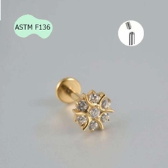 Khuyên Titanium hình bông tuyết đính đá - 2 màu - 1.2*8mm