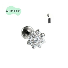 Bông tai hoa hướng dương đính đá 1.2*8mm - 2 màu - Titanium