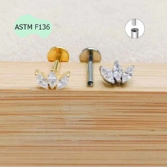 Khuyên tai Titanium basic đính đá - Bạc - 2 size