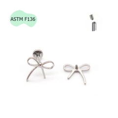 Bông tai hình chiếc nơ xinh xắn - 1.2*8mm - Titanium F136