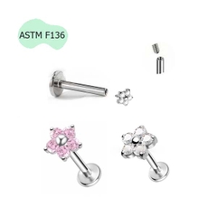 Khuyên Titan bông hoa 5 cánh lấp lánh - Có 2 màu