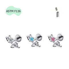 Bông tai hoa hồng - Titanium - 3 màu