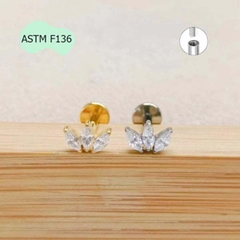 Khuyên tai Titanium basic đính đá - Bạc - 2 size