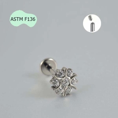 Khuyên Titanium hình bông tuyết đính đá - 2 màu - 1.2*8mm