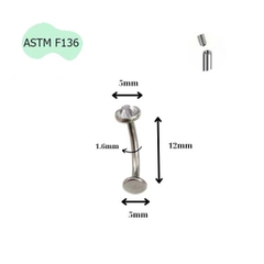 Khuyên rốn nổi Titanium đá trắng - Có 3 size