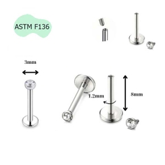Khuyên cơ bản titanium ren trong - Có 4 size