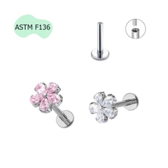 Khuyên tai bông hoa 5 cánh dễ thương Titan F136 - 2 màu
