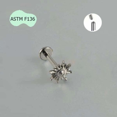 Khuyên tai hình mặt trời cá tính - 1.2*8mm - Titanium