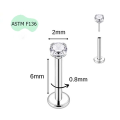 Khuyên Titan mặt đá cơ bản - Chốt nhấn - Có 9 size