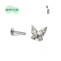 Khuyên tai con bướm lấp lánh - 5 màu - Titanium