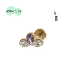 Hoa tai đẹp Titanium F136 có 2 màu - Chốt vặn - 1.2*8mm