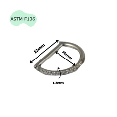 Khuyên tai chữ D giả vòng có đính đá - 2 size - Titan F136