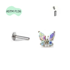 Khuyên tai con bướm lấp lánh - 5 màu - Titanium