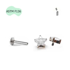 Khuyên tai ngôi sao đính đá Titan 4 màu - Hàng chất lượng