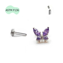 Khuyên tai con bướm lấp lánh - 5 màu - Titanium