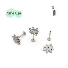 Khuyên Titan mặt đá đu đủ - 3 size