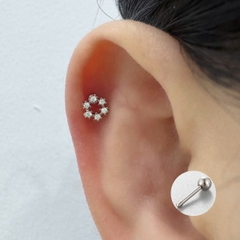 Khuyên tai bông tuyết đá trắng / Hợp kim