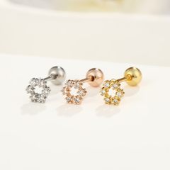 Khuyên tai bông tuyết đá trắng / Hợp kim