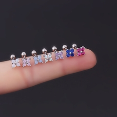 Khuyên tai cỏ 4 lá đá opal - 3 màu / Hợp kim