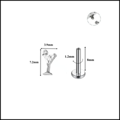 Titanium / Khuyên tai Cocktail Stud - 1.2*8mm