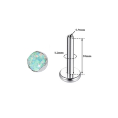 Khuyên tai đá Opal màu mới - Titanium F136 - 1.2*10mm