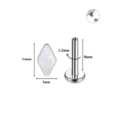 Titan / Khuyên tai đá opal hình thoi - 3 màu 1.2*8mm