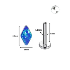 Titan / Khuyên tai đá opal hình thoi - 3 màu 1.2*8mm