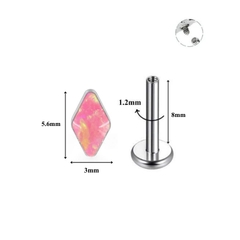 Titan / Khuyên tai đá opal hình thoi - 3 màu 1.2*8mm