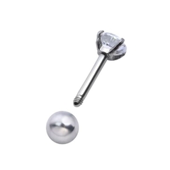 Khuyên tai đá tròn nhỏ 3mm - Thép không gỉ
