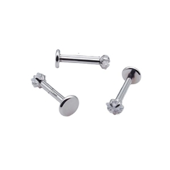 Khuyên tai đính đá ngôi sao 5 cánh - Thép không gỉ - 1.2*8mm