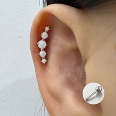 Khuyên tai đính đá opal lấp lánh - 1.2*6mm