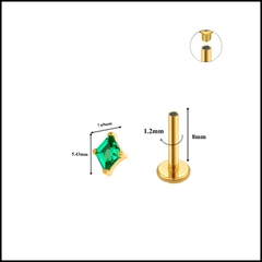 Titanium / Khuyên tai hình thoi xanh lam 1.2*8mm
