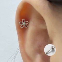 Khuyên tai hoa anh đào màu bạc / Hợp kim