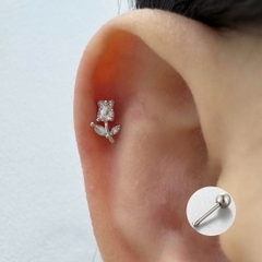 Hợp kim / Khuyên tai hoa hồng đính đá