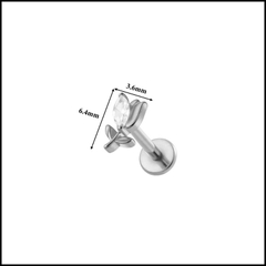 Titanium / Khuyên tai bông hoa hồng trắng - 1.2*8mm