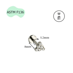 Khuyên tai kim tự tháp đính đá trắng - Titanium