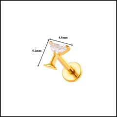 Titanium / Khuyên tai ly nước vàng - 1.2*8mm