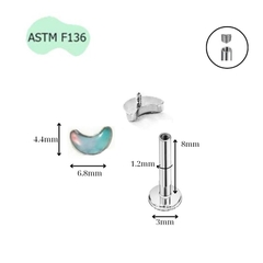 Khuyên tai mặt trăng đá opal - Titan - 2 màu -1.2*8mm