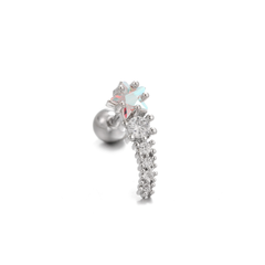 Khuyên tai ngôi sao màu xanh mix 0.8*6*3mm / Hợp kim